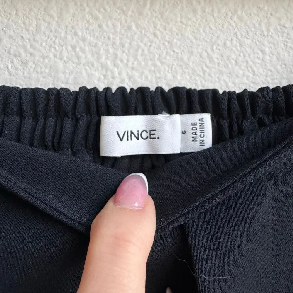 Vince Crepe Pull On Elegant Career Office Trouser Size 6 Small Black Minimalist